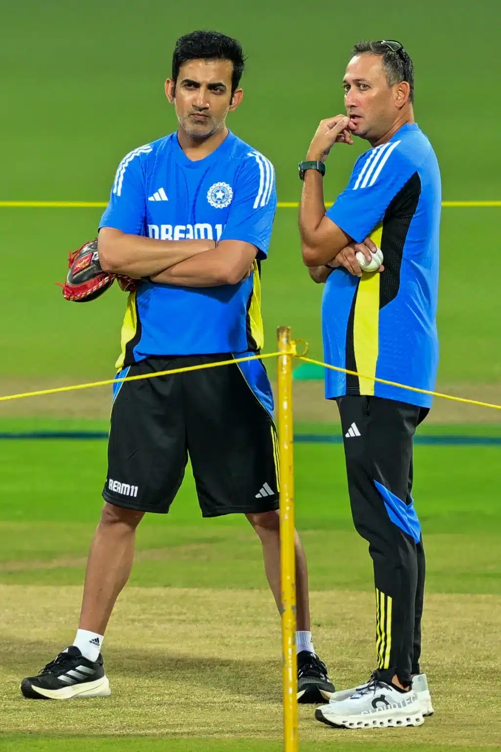 Ajit Agarkar having a chat with Gautam Gambhir