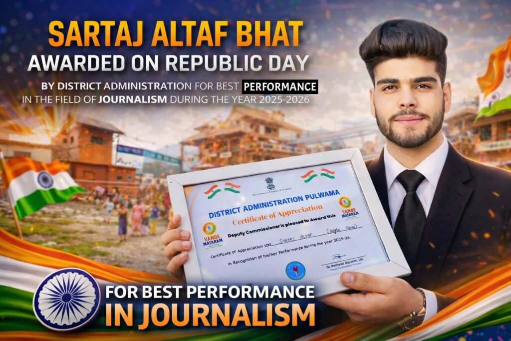 Dogra Times Managing Editor Sartaj Altaf Bhat Receives Appreciation Award